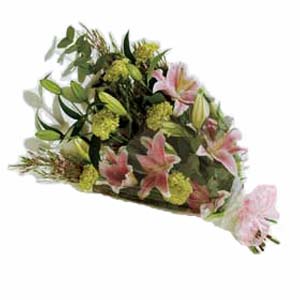 Bouquet of fresh flowers - stargazer lilies and carnations for delivery in the UK